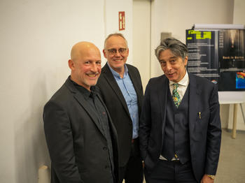 Regisseur Bobby Lax, Prof. Dr. Reimund Leicht, Prof. Dr. Giulio Busi(von links)