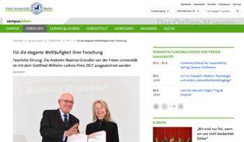 Prof. Dr. Beatrice Gründler in campus.leben zur Verleihung des Leibniz-Preises