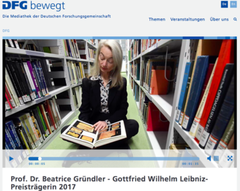 Prof. Dr. Beatrice Gründler in einer Videovorstellung der DFG
