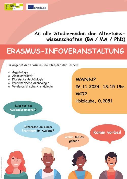 ERASMUS+ Infoveranstaltung der Altertumswss. am 26.11.2024